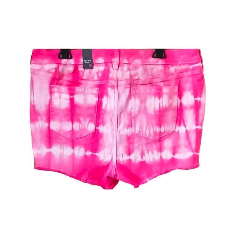 TORRIDย NEW Plus Size Vintage Stretch Pink & White Tie Dye Miniโlength Short. - Picture 6 of 15